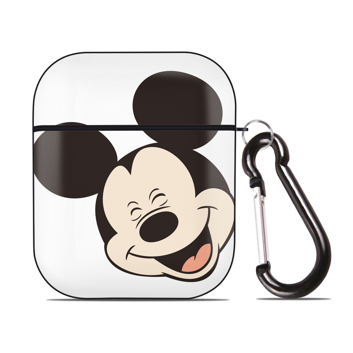 （画像用） ミッキーマウス Mickey Mouse AirPods 第2世代保護ケース ハードシェル ブラック 耐衝撃・防指紋・カラビナ付き