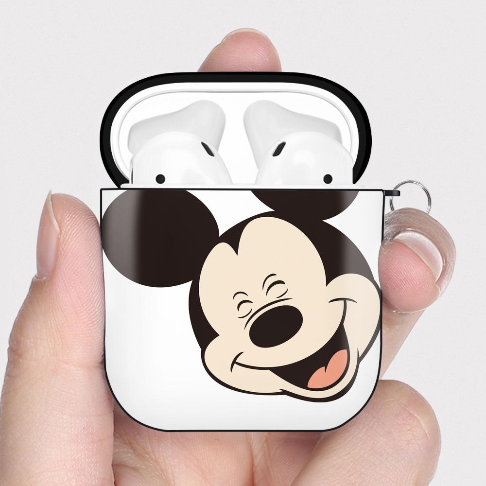 （画像用） ミッキーマウス Mickey Mouse AirPods 第2世代保護ケース ハードシェル ブラック 耐衝撃・防指紋・カラビナ付き