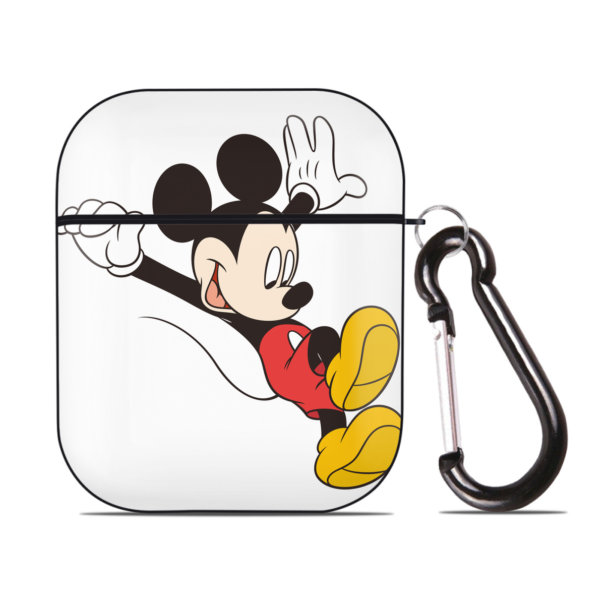 （画像用） ミッキーマウス Mickey Mouse AirPods 第2世代保護ケース ハードシェル ブラック 耐衝撃・防指紋・カラビナ付き