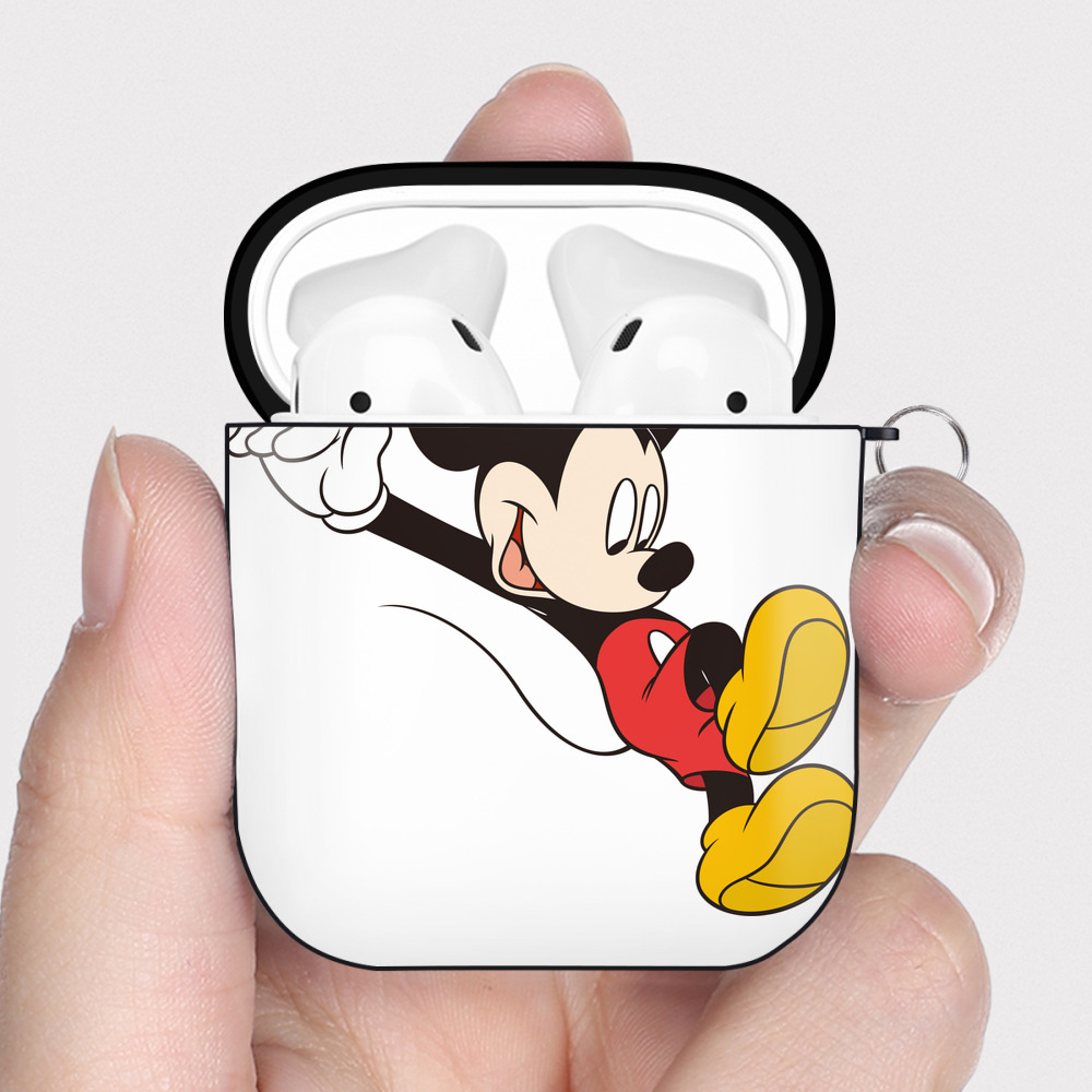 （画像用） ミッキーマウス Mickey Mouse AirPods 第2世代保護ケース ハードシェル ブラック 耐衝撃・防指紋・カラビナ付き
