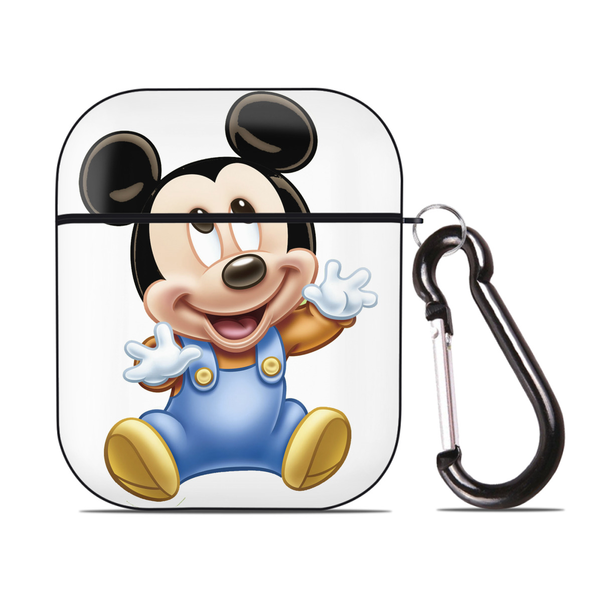 （画像用） ミッキーマウス Mickey Mouse AirPods 第2世代保護ケース ハードシェル ブラック 耐衝撃・防指紋・カラビナ付き