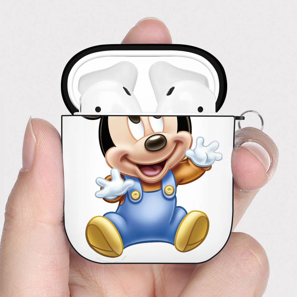 （画像用） ミッキーマウス Mickey Mouse AirPods 第2世代保護ケース ハードシェル ブラック 耐衝撃・防指紋・カラビナ付き