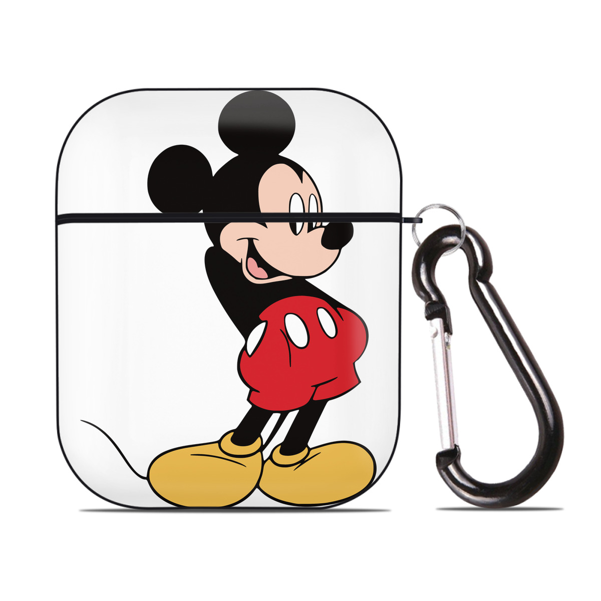 （画像用） ミッキーマウス Mickey Mouse AirPods 第2世代保護ケース ハードシェル ブラック 耐衝撃・防指紋・カラビナ付き