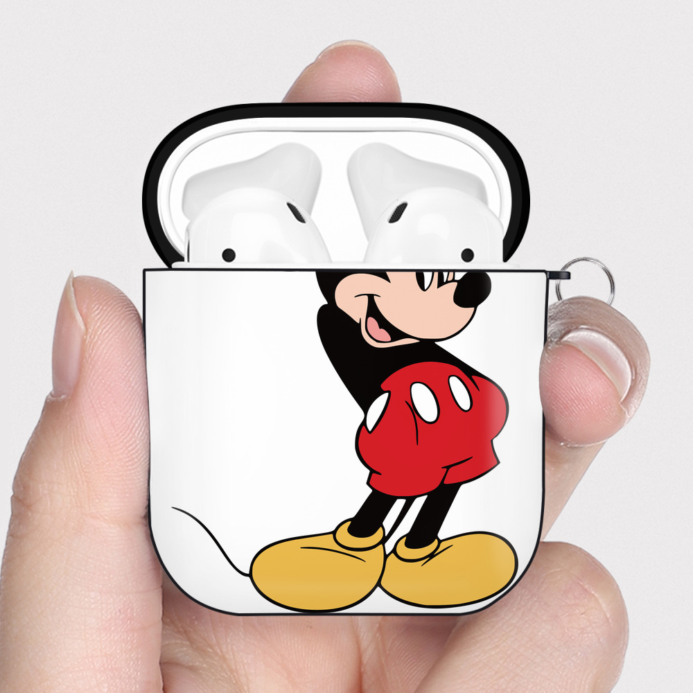 （画像用） ミッキーマウス Mickey Mouse AirPods 第2世代保護ケース ハードシェル ブラック 耐衝撃・防指紋・カラビナ付き
