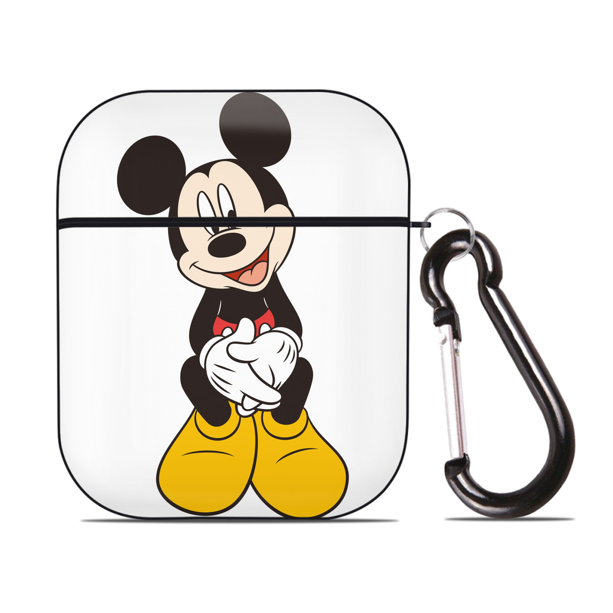 （画像用） ミッキーマウス Mickey Mouse AirPods 第2世代保護ケース ハードシェル ブラック 耐衝撃・防指紋・カラビナ付き