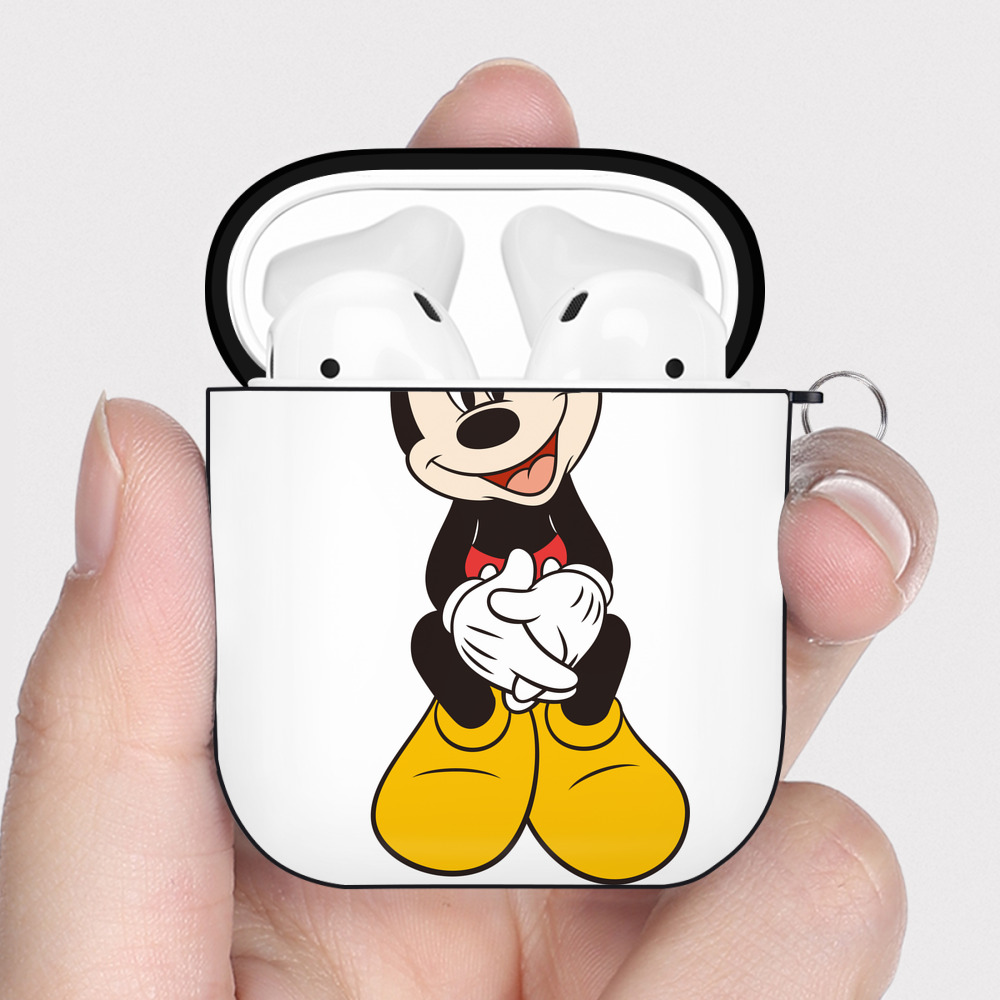 ミッキーマウス Mickey Mouse AirPods 第2世代保護ケース ハードシェル ブラック 耐衝撃・防指紋・カラビナ付き