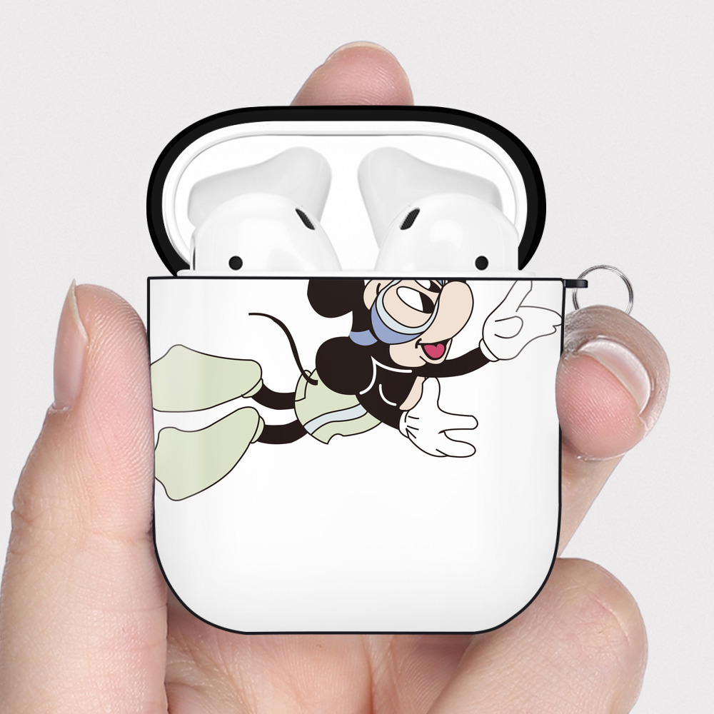 （画像用） ミッキーマウス Mickey Mouse AirPods 第2世代保護ケース ハードシェル ブラック 耐衝撃・防指紋・カラビナ付き