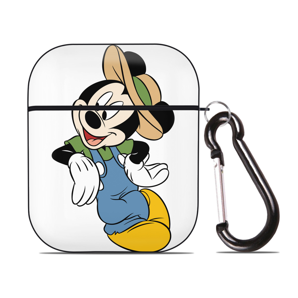 （画像用） ミッキーマウス Mickey Mouse AirPods 第2世代保護ケース ハードシェル ブラック 耐衝撃・防指紋・カラビナ付き