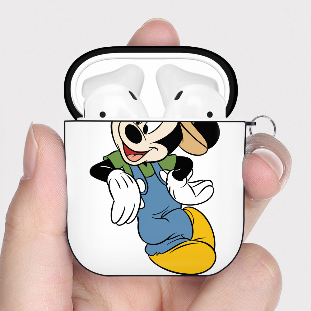 （画像用） ミッキーマウス Mickey Mouse AirPods 第2世代保護ケース ハードシェル ブラック 耐衝撃・防指紋・カラビナ付き