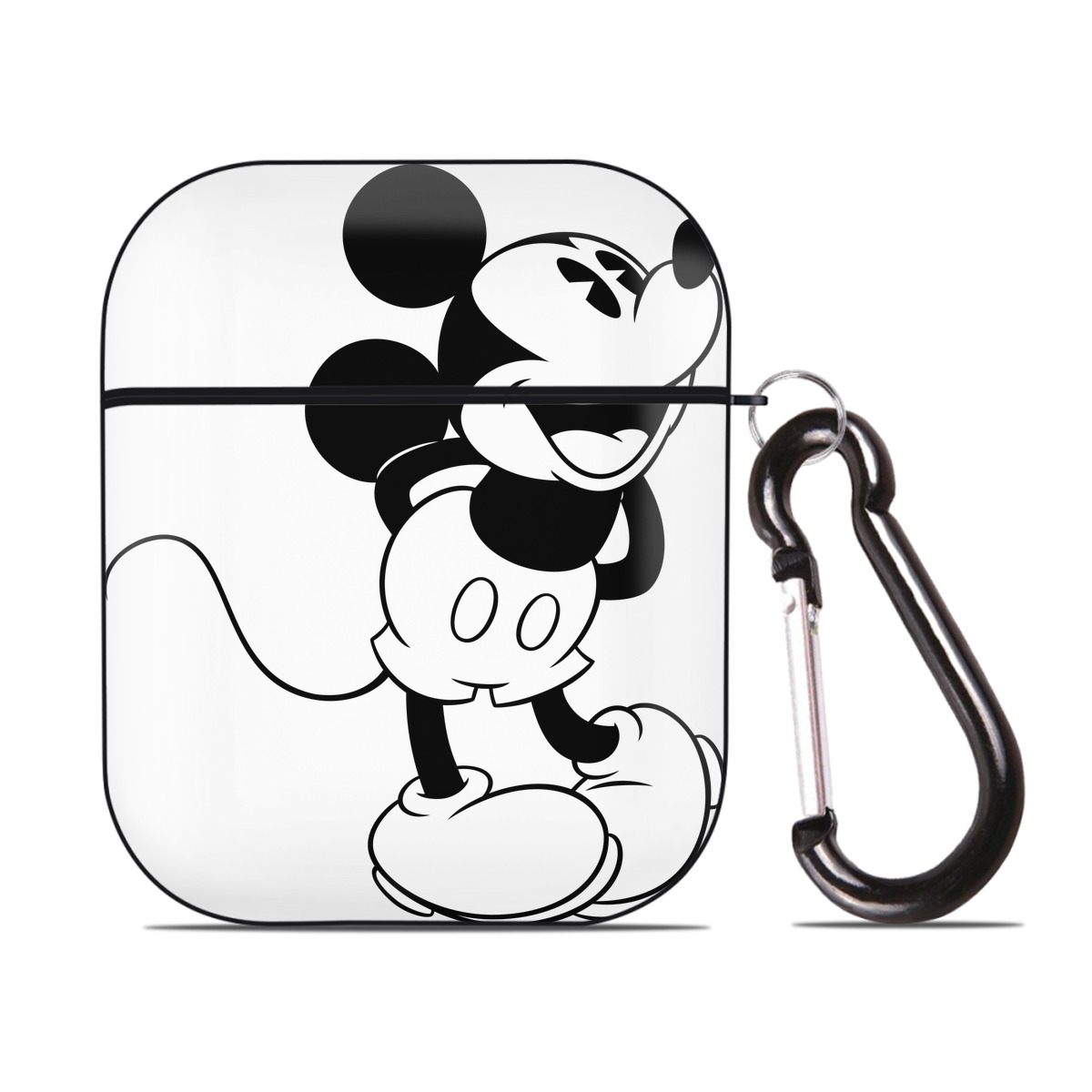 （画像用） ミッキーマウス Mickey Mouse AirPods 第2世代保護ケース ハードシェル ブラック 耐衝撃・防指紋・カラビナ付き