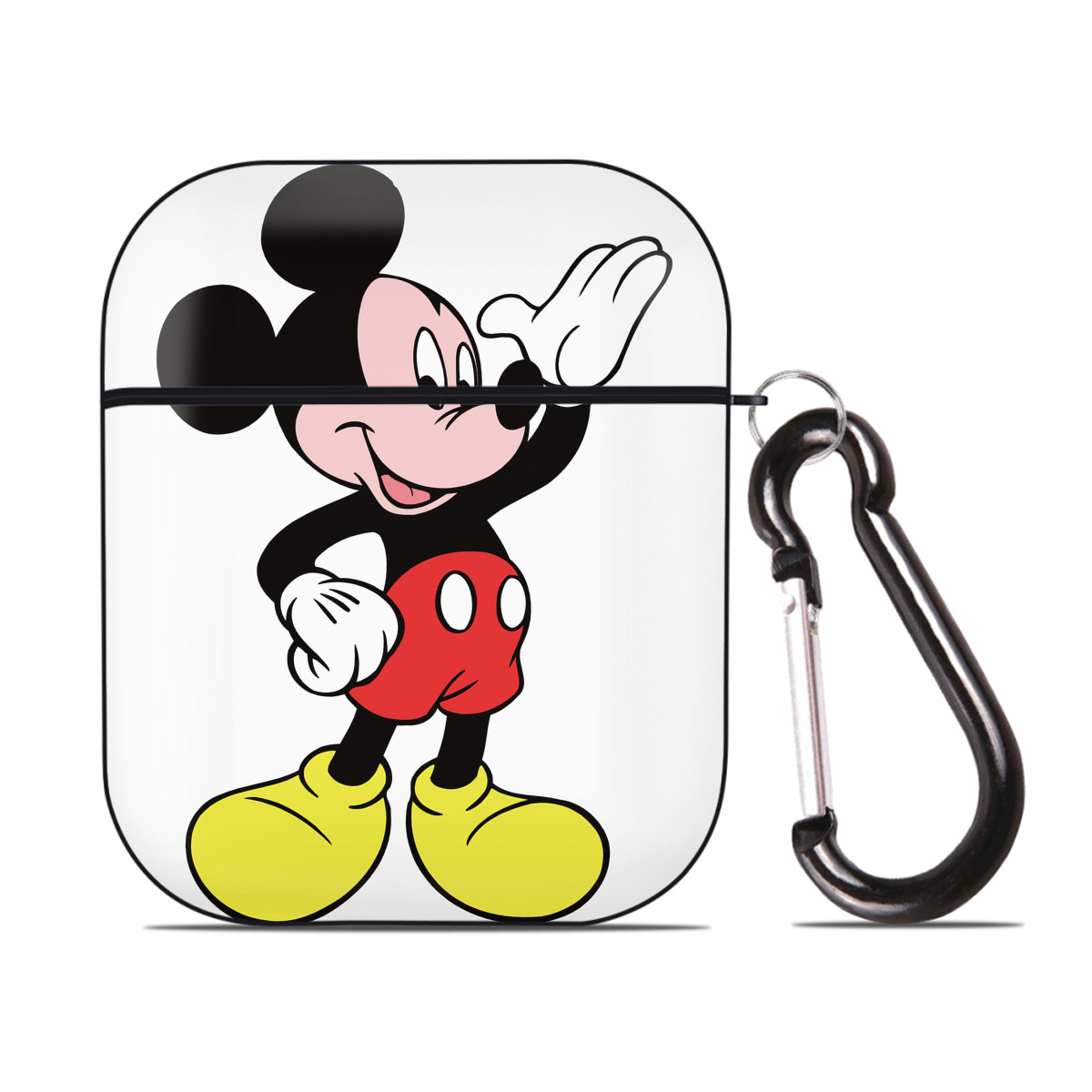 （画像用） ミッキーマウス Mickey Mouse AirPods 第2世代保護ケース ハードシェル ブラック 耐衝撃・防指紋・カラビナ付き