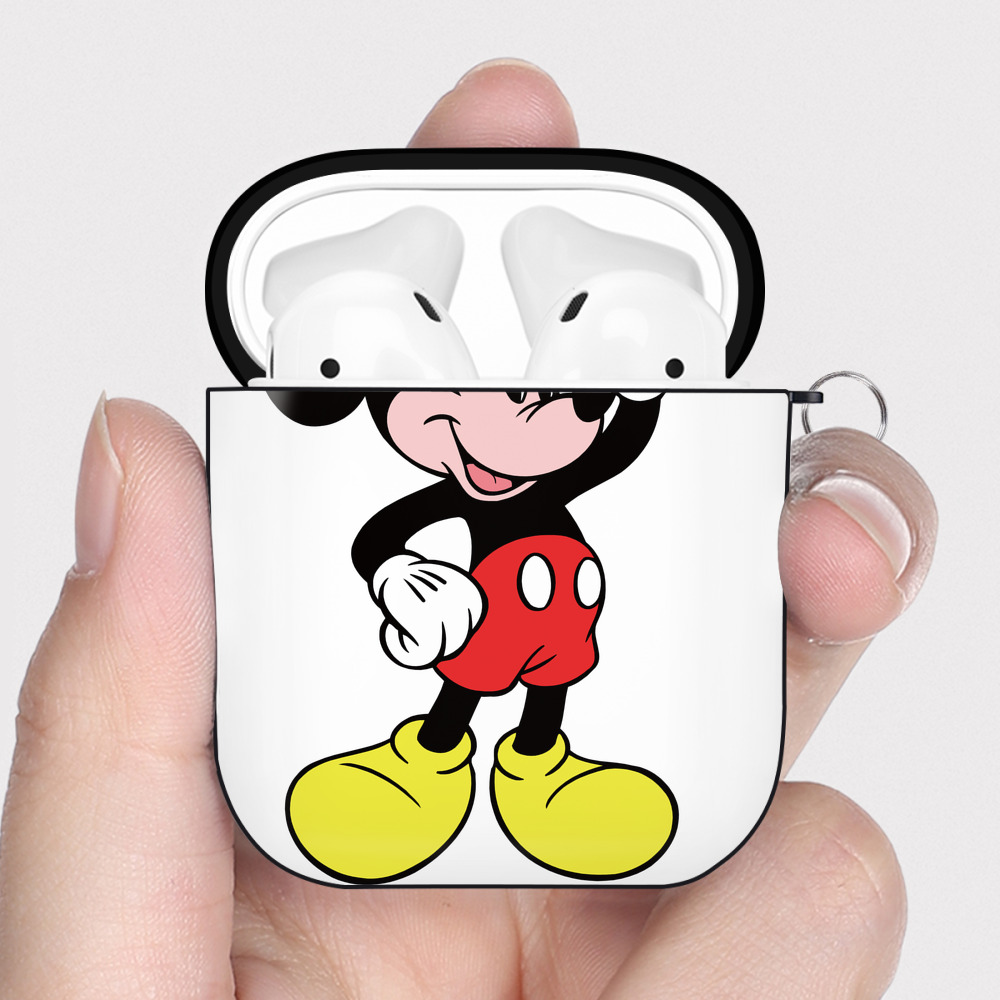 （画像用） ミッキーマウス Mickey Mouse AirPods 第2世代保護ケース ハードシェル ブラック 耐衝撃・防指紋・カラビナ付き