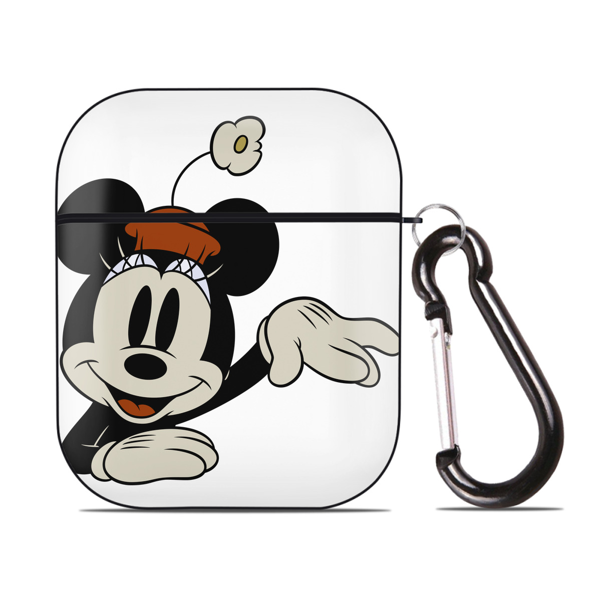 （画像用） ミッキーマウス Mickey Mouse AirPods 第2世代保護ケース ハードシェル ブラック 耐衝撃・防指紋・カラビナ付き