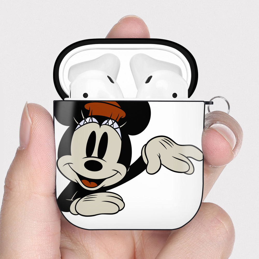 （画像用） ミッキーマウス Mickey Mouse AirPods 第2世代保護ケース ハードシェル ブラック 耐衝撃・防指紋・カラビナ付き