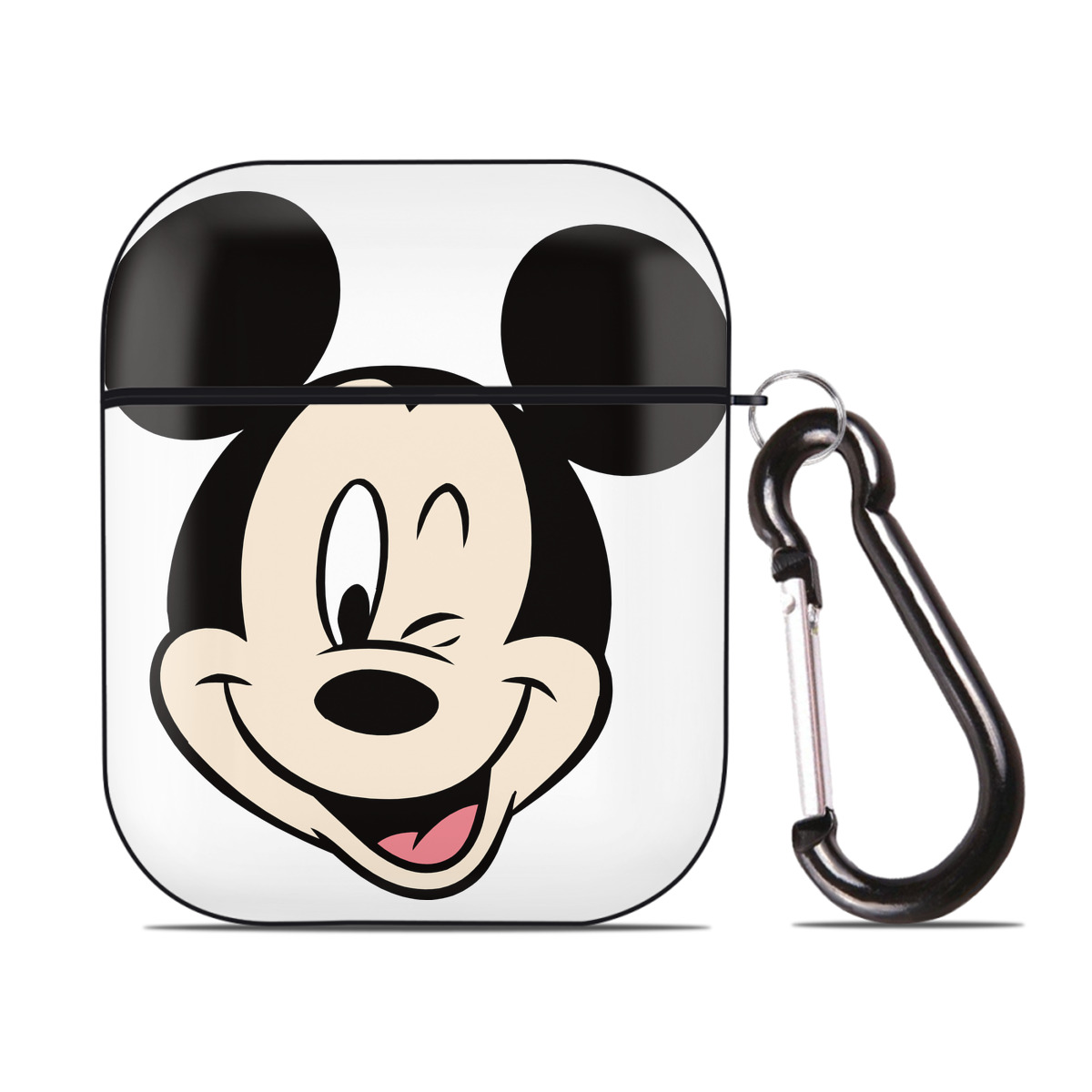 （画像用） ミッキーマウス Mickey Mouse AirPods 第2世代保護ケース ハードシェル ブラック 耐衝撃・防指紋・カラビナ付き