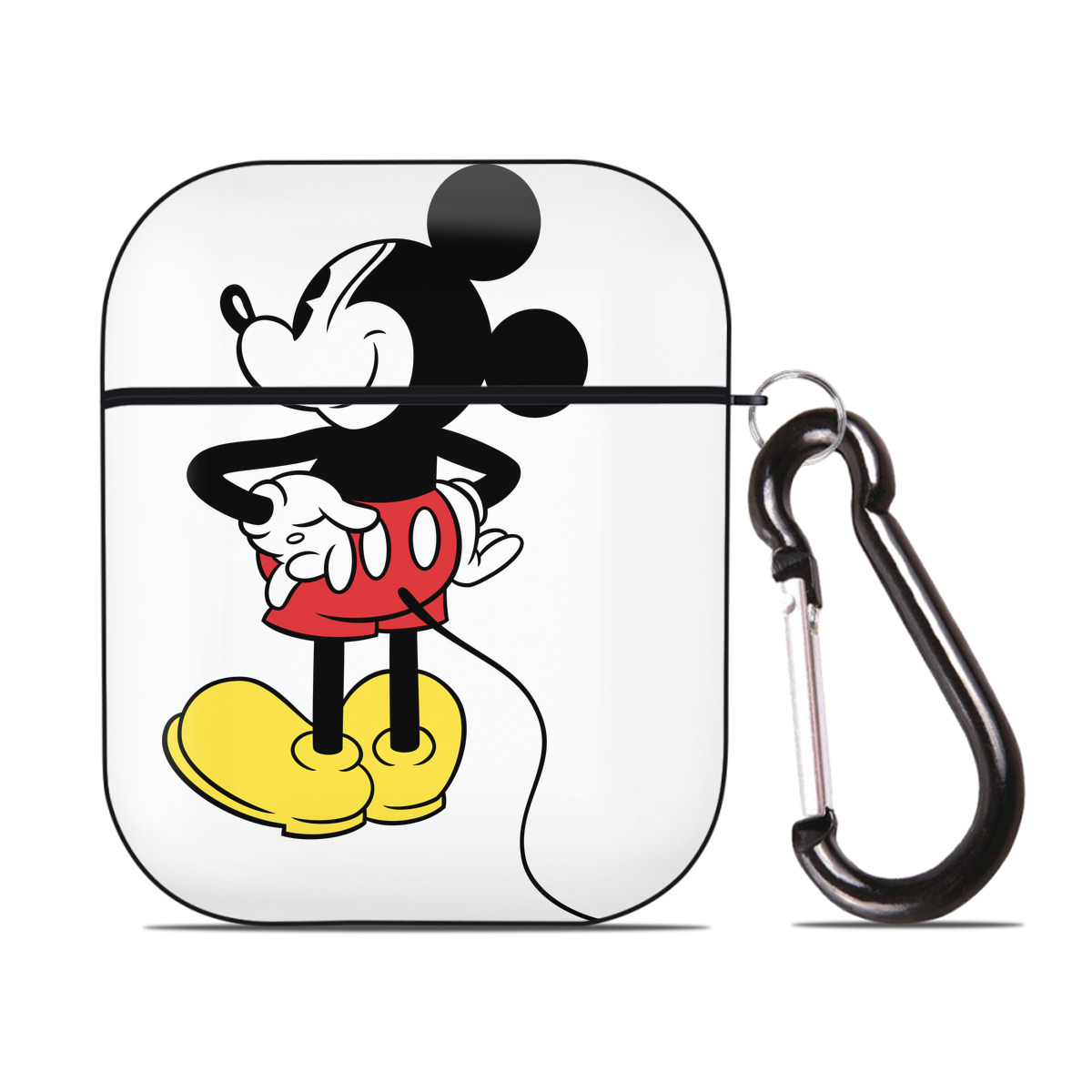 （画像用） ミッキーマウス Mickey Mouse AirPods 第2世代保護ケース ハードシェル ブラック 耐衝撃・防指紋・カラビナ付き