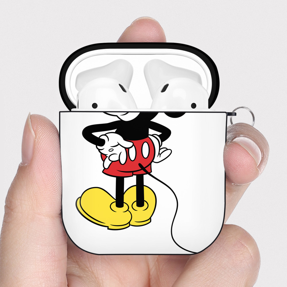（画像用） ミッキーマウス Mickey Mouse AirPods 第2世代保護ケース ハードシェル ブラック 耐衝撃・防指紋・カラビナ付き