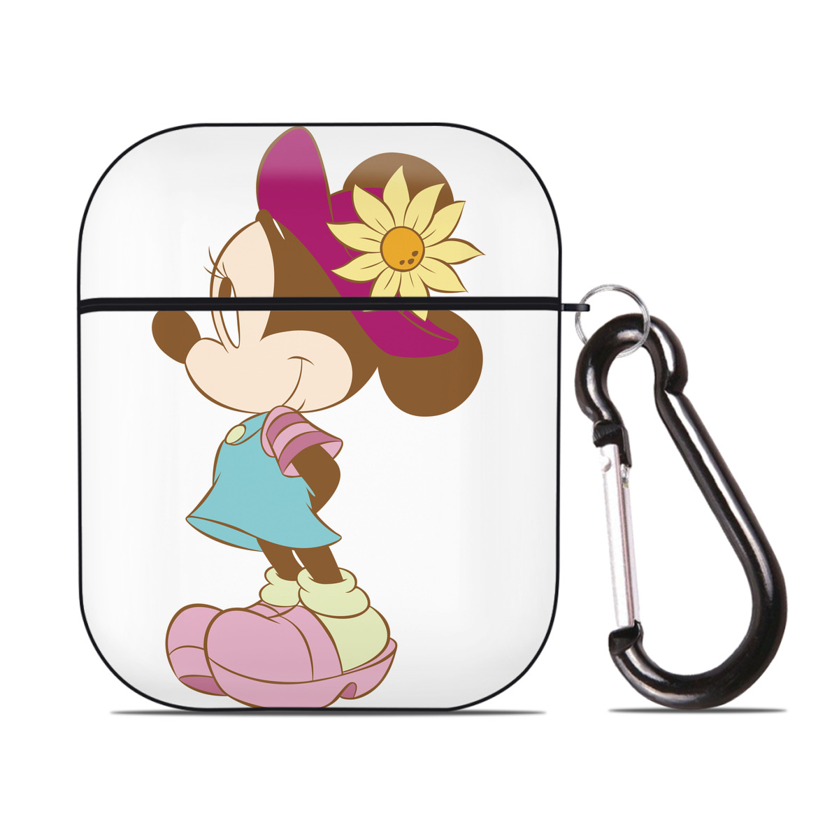 （画像用） ミッキーマウス Mickey Mouse AirPods 第2世代保護ケース ハードシェル ブラック 耐衝撃・防指紋・カラビナ付き