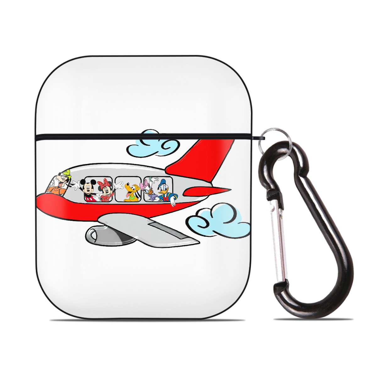 （画像用） ミッキーマウス Mickey Mouse AirPods 第2世代保護ケース ハードシェル ブラック 耐衝撃・防指紋・カラビナ付き