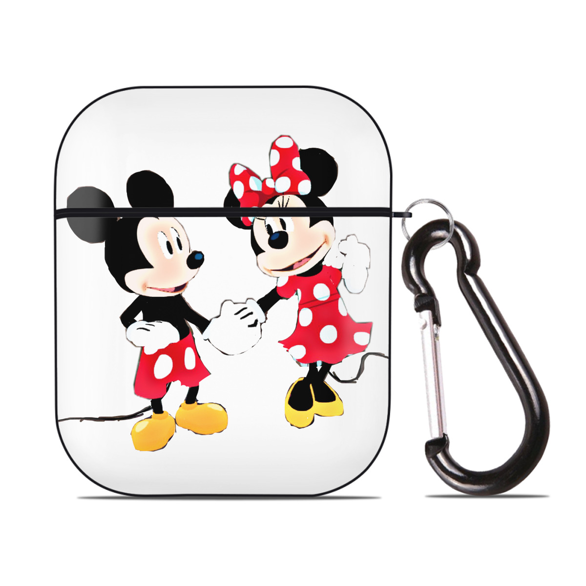 （画像用） ミッキーマウス Mickey Mouse AirPods 第2世代保護ケース ハードシェル ブラック 耐衝撃・防指紋・カラビナ付き