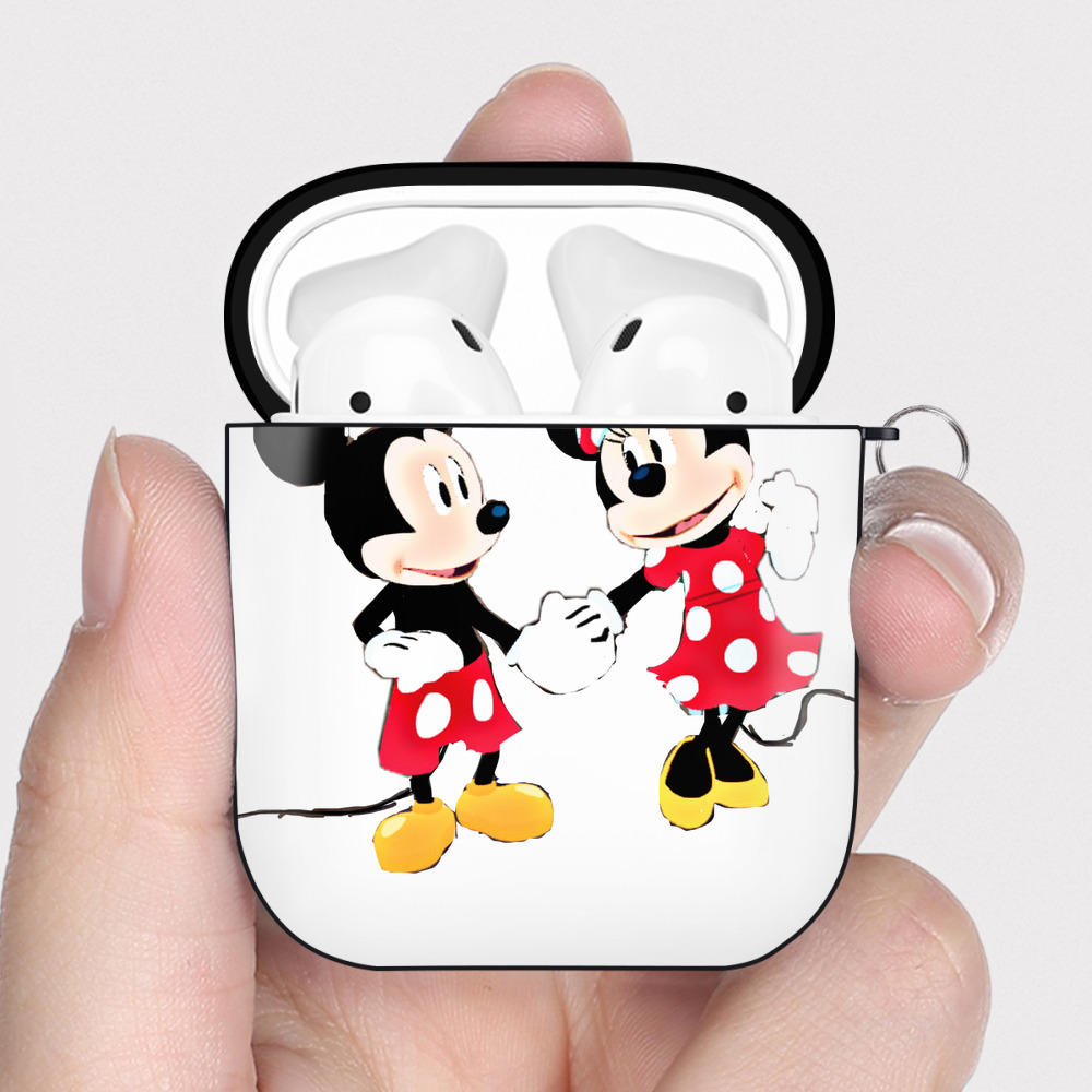 （画像用） ミッキーマウス Mickey Mouse AirPods 第2世代保護ケース ハードシェル ブラック 耐衝撃・防指紋・カラビナ付き