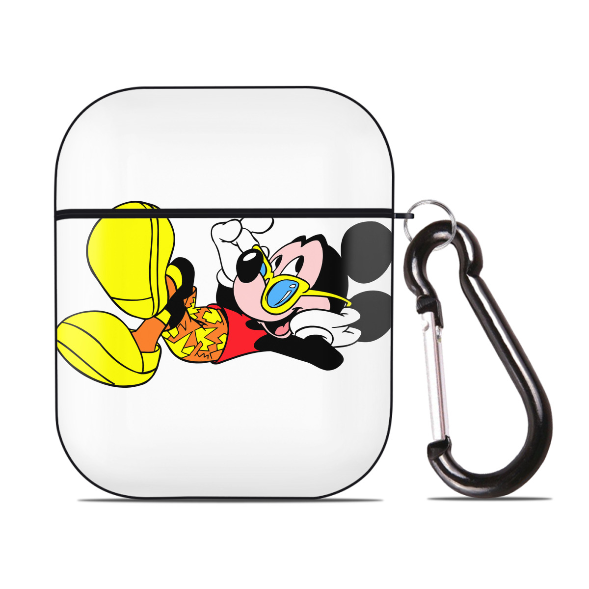 （画像用） ミッキーマウス Mickey Mouse AirPods 第2世代保護ケース ハードシェル ブラック 耐衝撃・防指紋・カラビナ付き