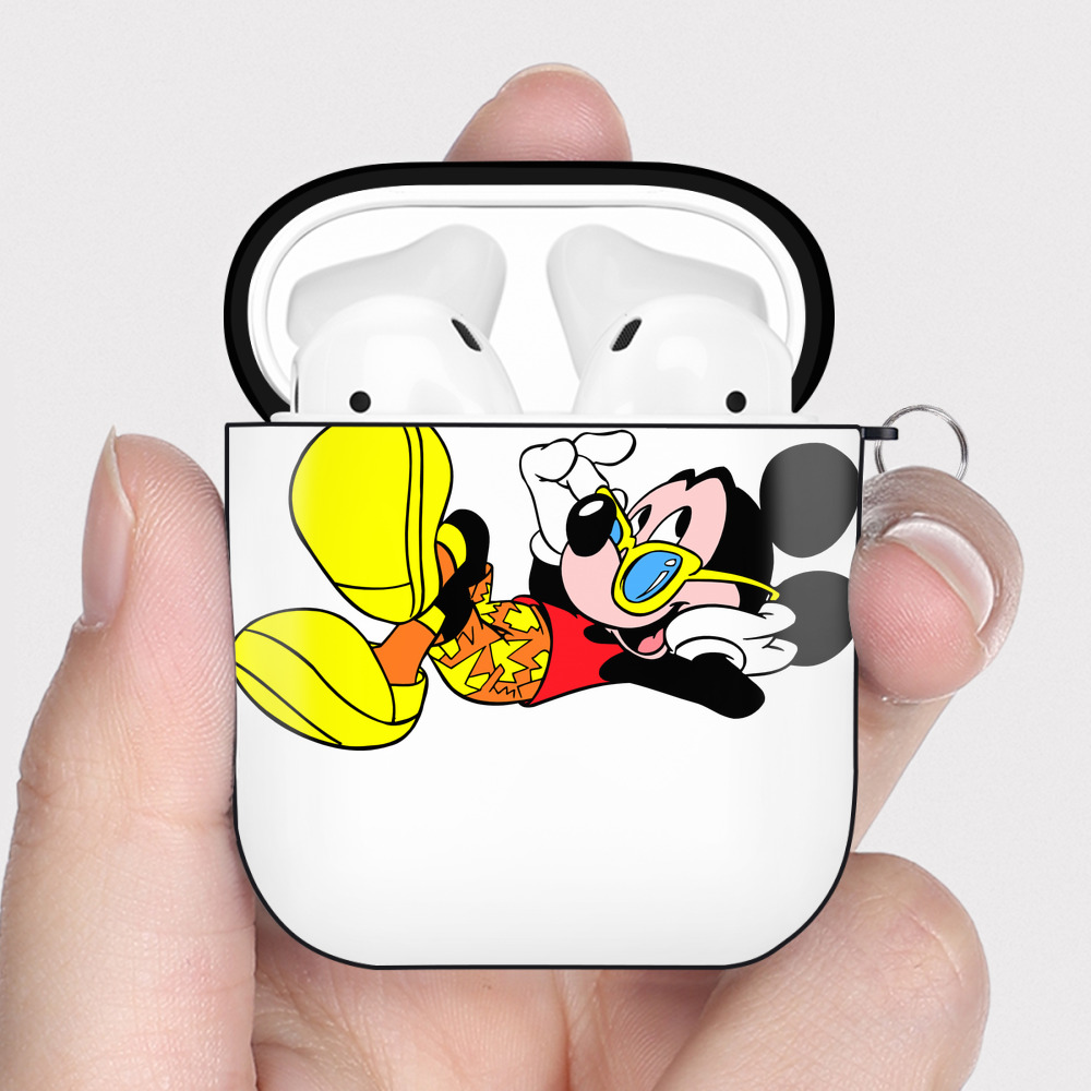 （画像用） ミッキーマウス Mickey Mouse AirPods 第2世代保護ケース ハードシェル ブラック 耐衝撃・防指紋・カラビナ付き