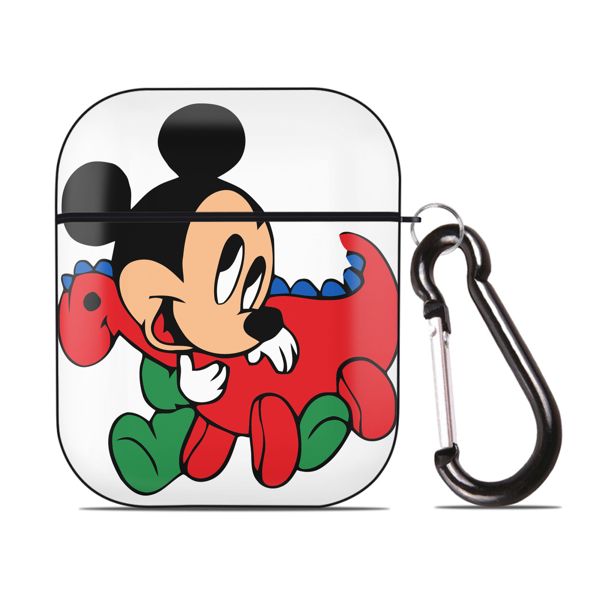 （画像用） ミッキーマウス Mickey Mouse AirPods 第2世代保護ケース ハードシェル ブラック 耐衝撃・防指紋・カラビナ付き