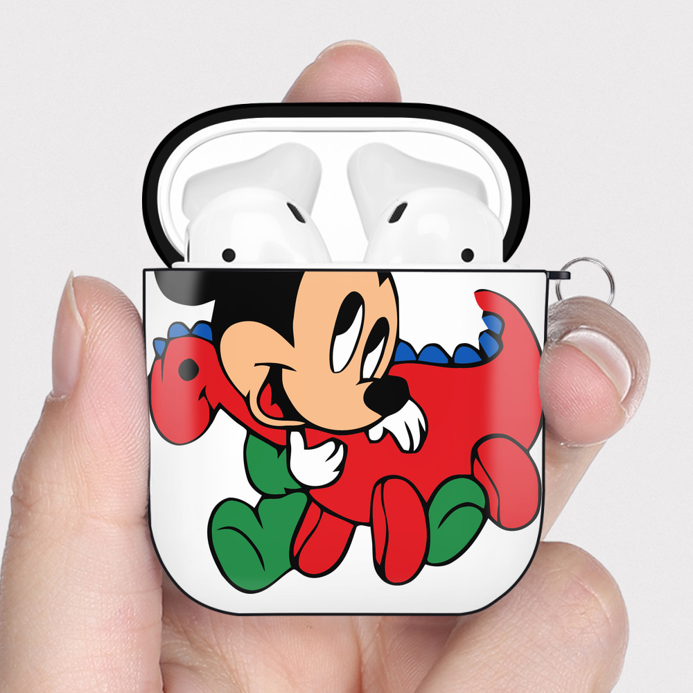 （画像用） ミッキーマウス Mickey Mouse AirPods 第2世代保護ケース ハードシェル ブラック 耐衝撃・防指紋・カラビナ付き