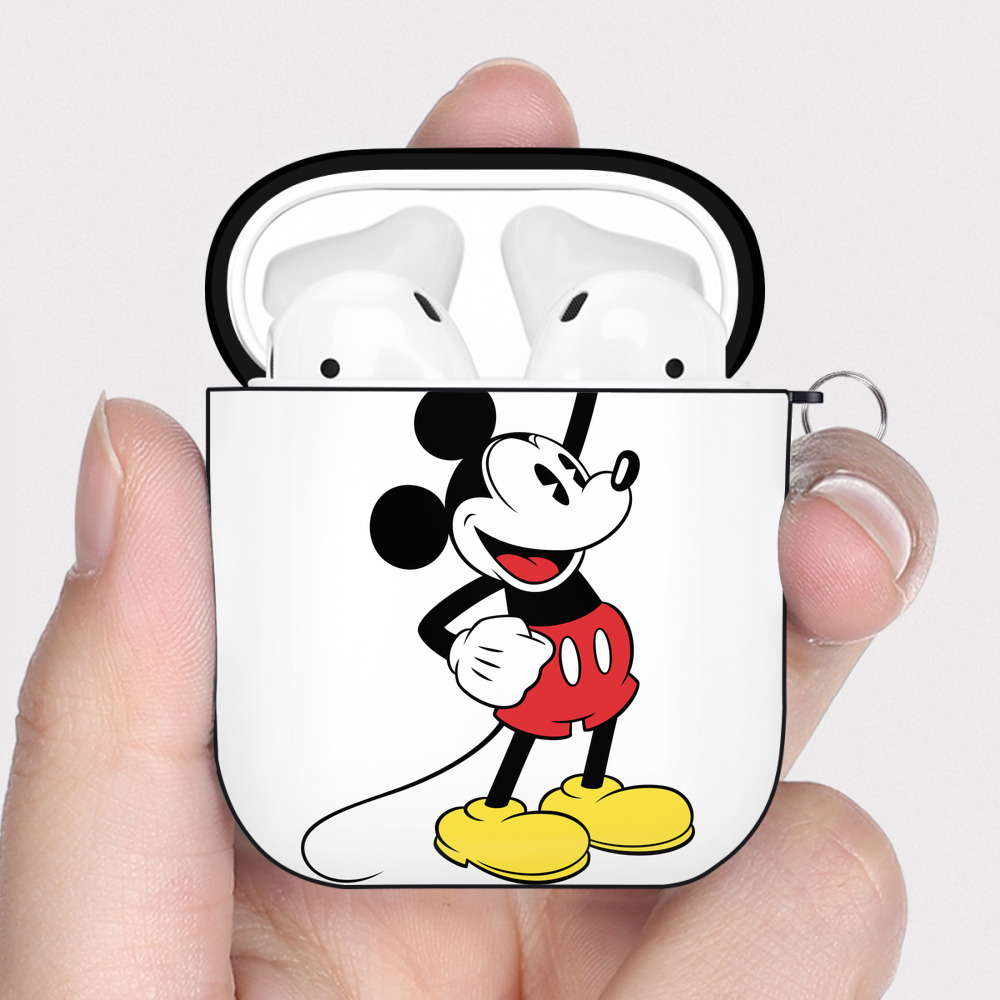 （画像用） ミッキーマウス Mickey Mouse AirPods 第2世代保護ケース ハードシェル ブラック 耐衝撃・防指紋・カラビナ付き