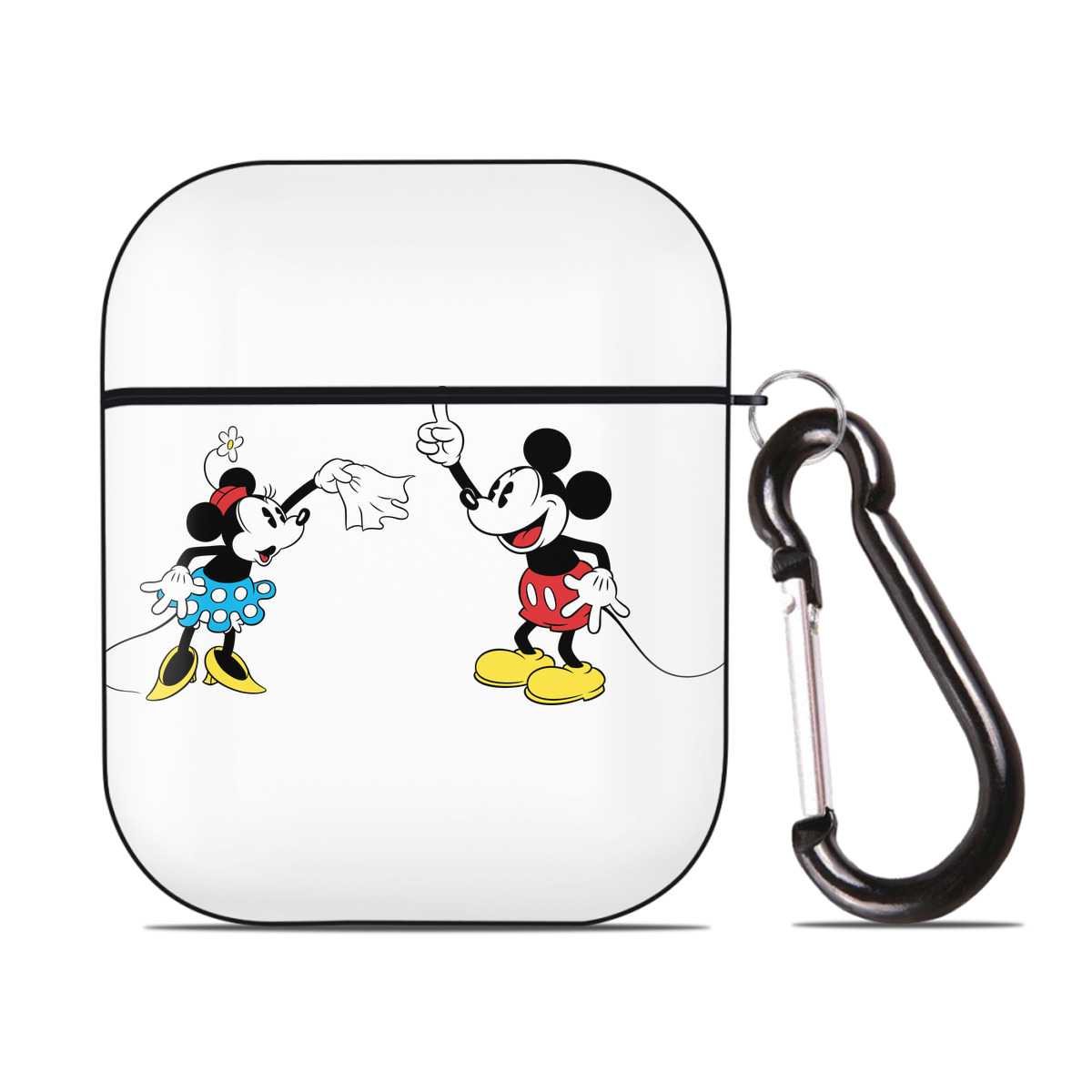 （画像用） ミッキーマウス Mickey Mouse AirPods 第2世代保護ケース ハードシェル ブラック 耐衝撃・防指紋・カラビナ付き
