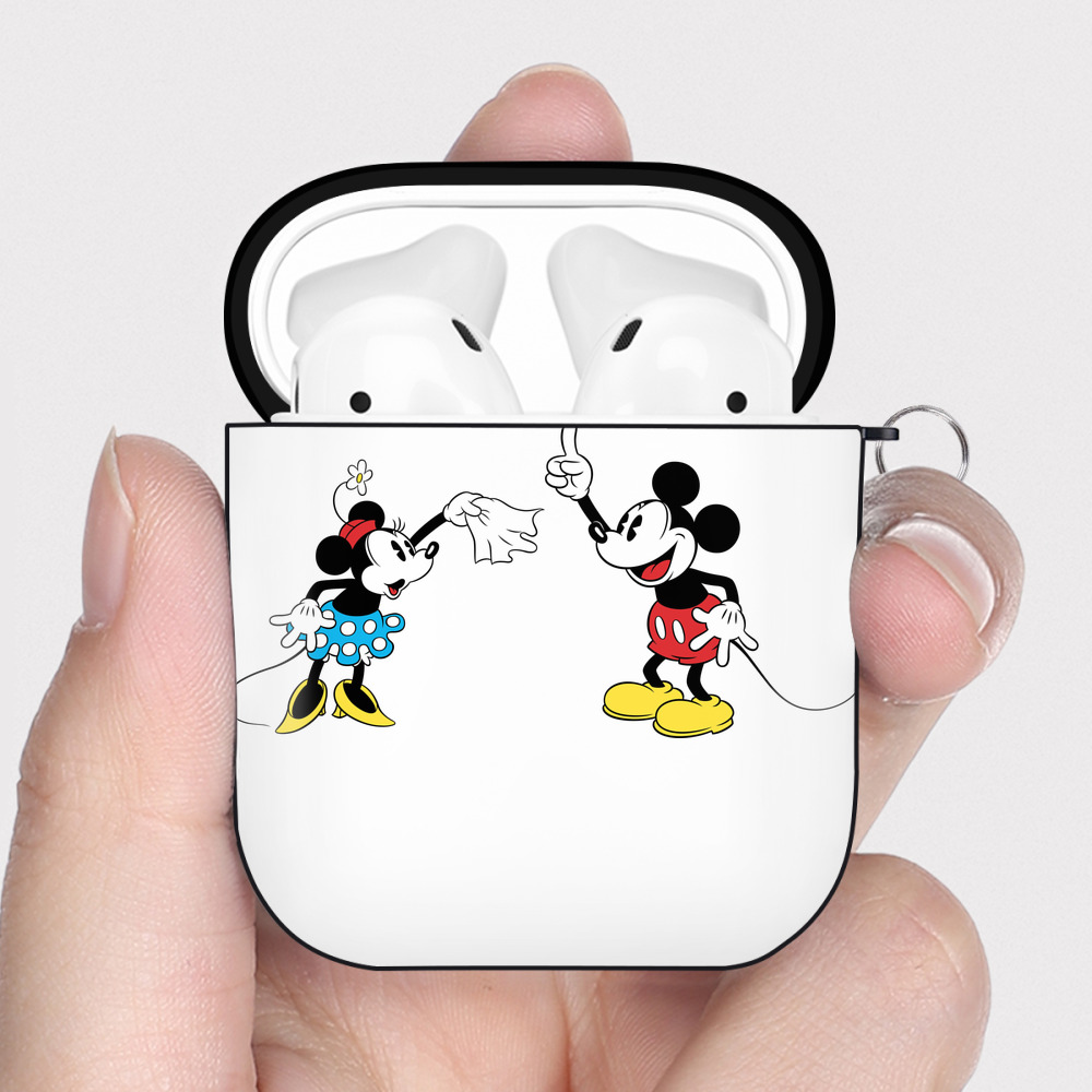 （画像用） ミッキーマウス Mickey Mouse AirPods 第2世代保護ケース ハードシェル ブラック 耐衝撃・防指紋・カラビナ付き