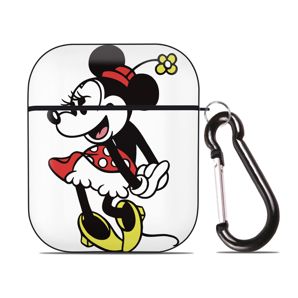 （画像用） ミッキーマウス Mickey Mouse AirPods 第2世代保護ケース ハードシェル ブラック 耐衝撃・防指紋・カラビナ付き