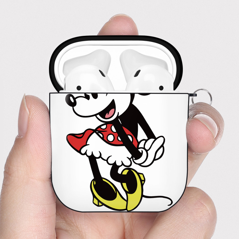 （画像用） ミッキーマウス Mickey Mouse AirPods 第2世代保護ケース ハードシェル ブラック 耐衝撃・防指紋・カラビナ付き