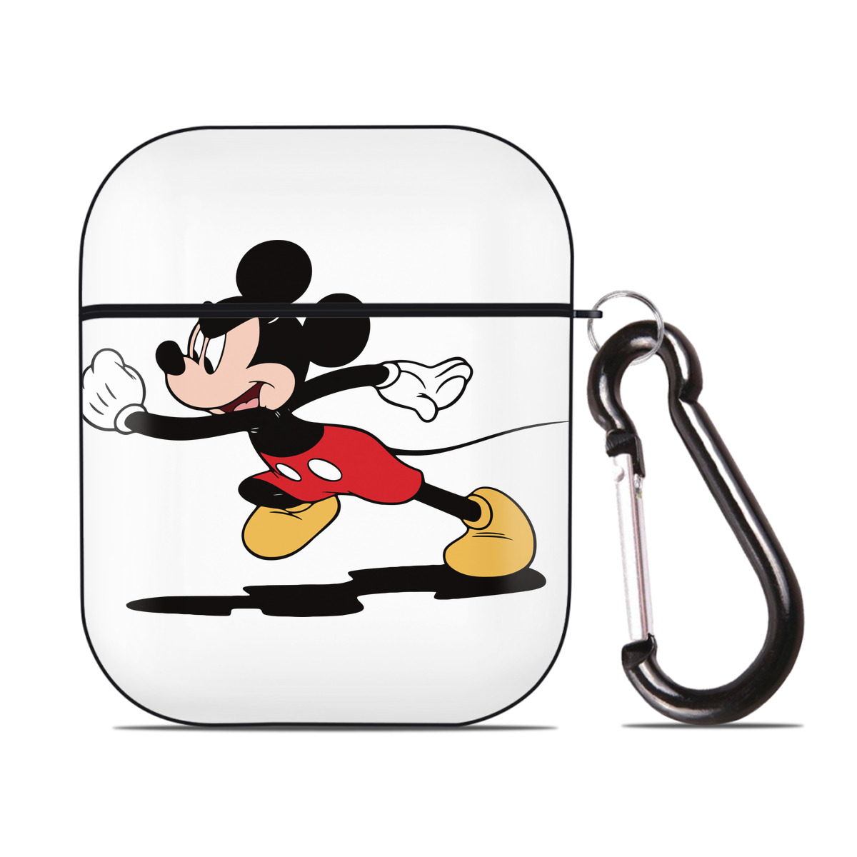 （画像用） ミッキーマウス Mickey Mouse AirPods 第2世代保護ケース ハードシェル ブラック 耐衝撃・防指紋・カラビナ付き