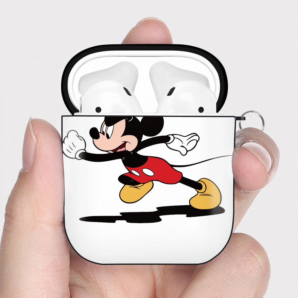 （画像用） ミッキーマウス Mickey Mouse AirPods 第2世代保護ケース ハードシェル ブラック 耐衝撃・防指紋・カラビナ付き
