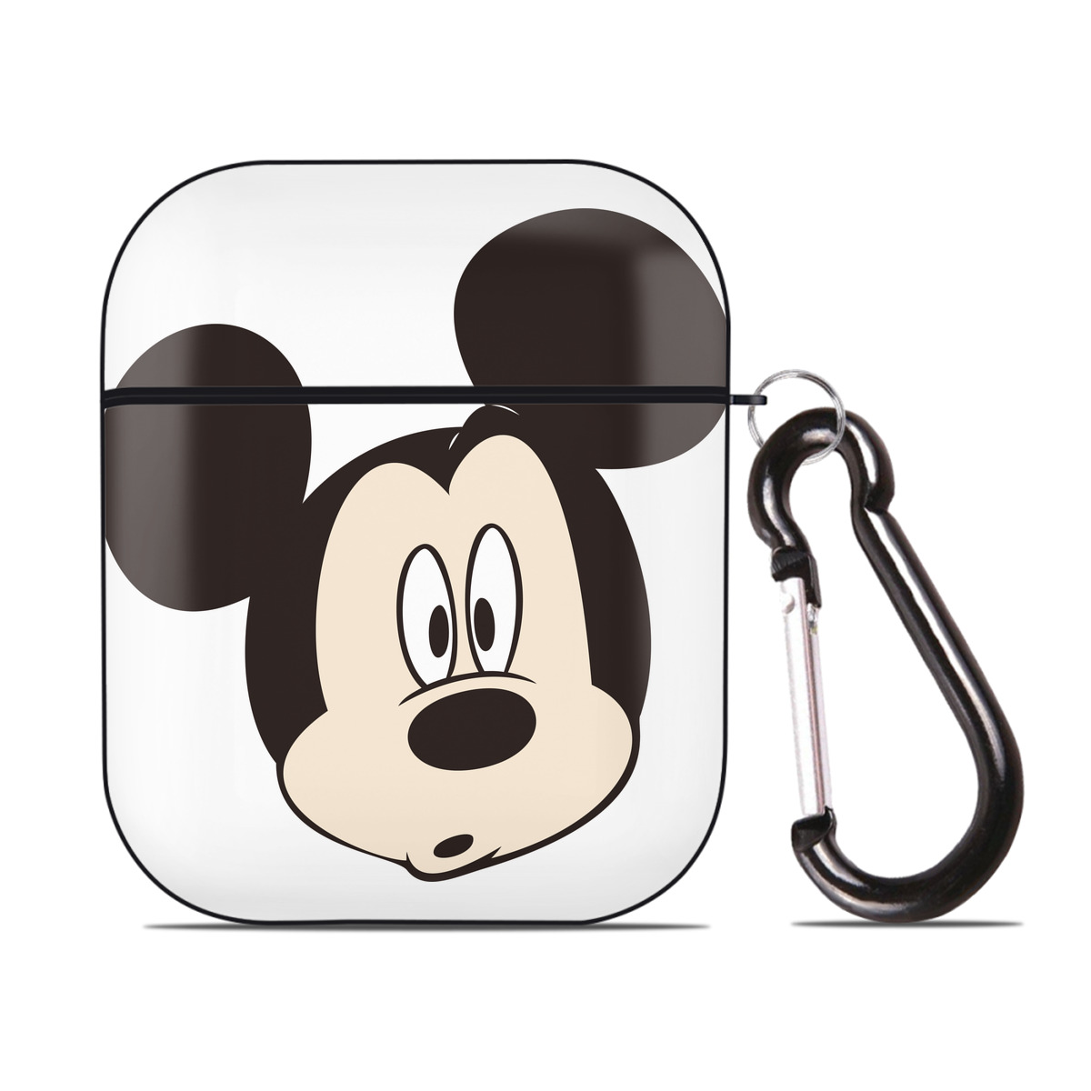 （画像用） ミッキーマウス Mickey Mouse AirPods 第2世代保護ケース ハードシェル ブラック 耐衝撃・防指紋・カラビナ付き