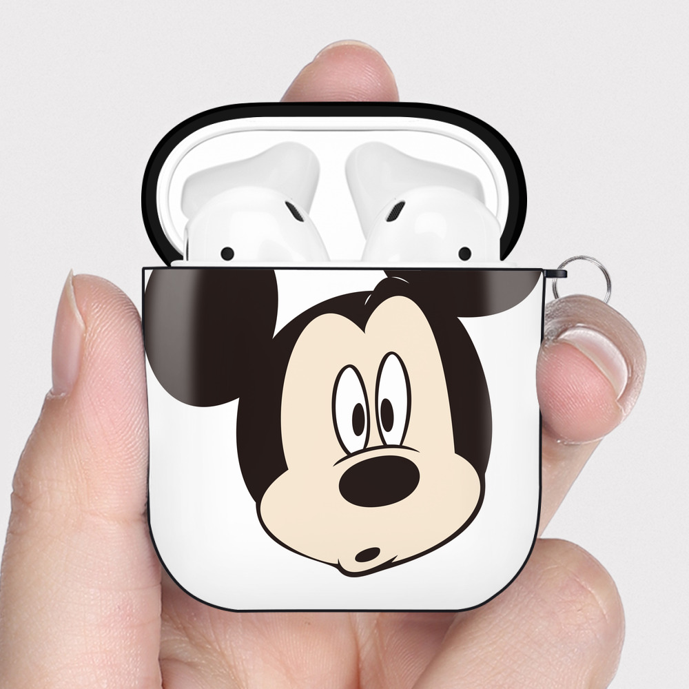 （画像用） ミッキーマウス Mickey Mouse AirPods 第2世代保護ケース ハードシェル ブラック 耐衝撃・防指紋・カラビナ付き