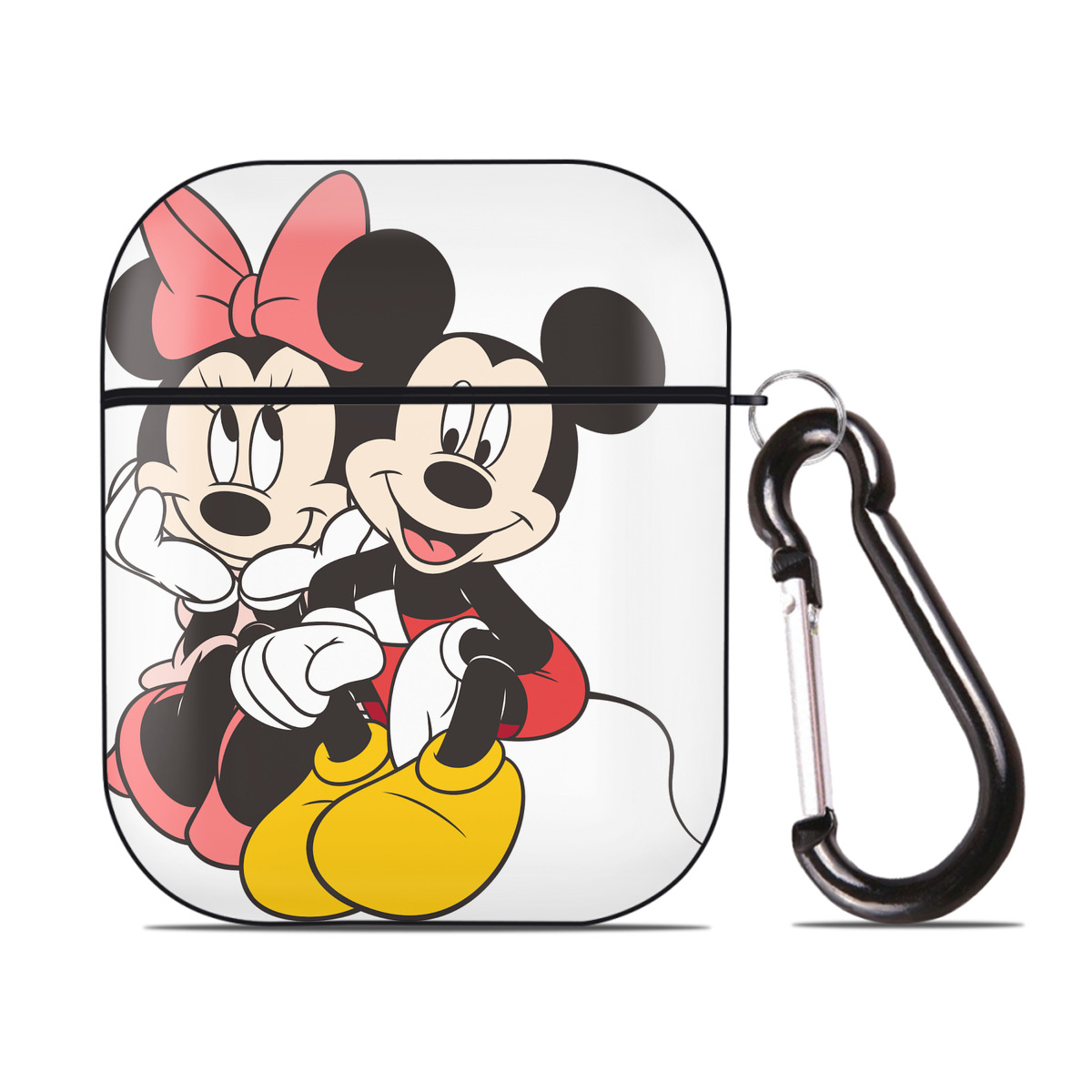 （画像用） ミッキーマウス Mickey Mouse AirPods 第2世代保護ケース ハードシェル ブラック 耐衝撃・防指紋・カラビナ付き