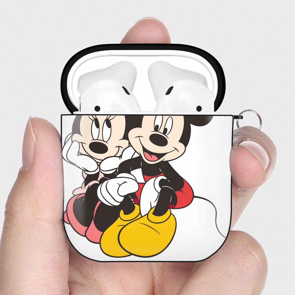 （画像用） ミッキーマウス Mickey Mouse AirPods 第2世代保護ケース ハードシェル ブラック 耐衝撃・防指紋・カラビナ付き