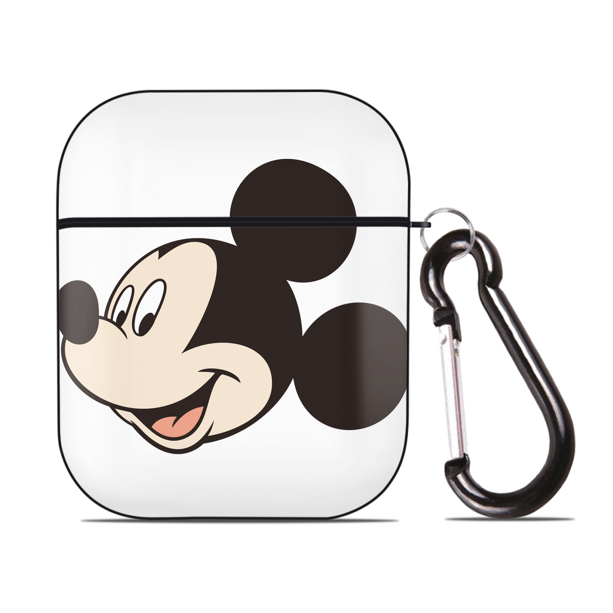 （画像用） ミッキーマウス Mickey Mouse AirPods 第2世代保護ケース ハードシェル ブラック 耐衝撃・防指紋・カラビナ付き