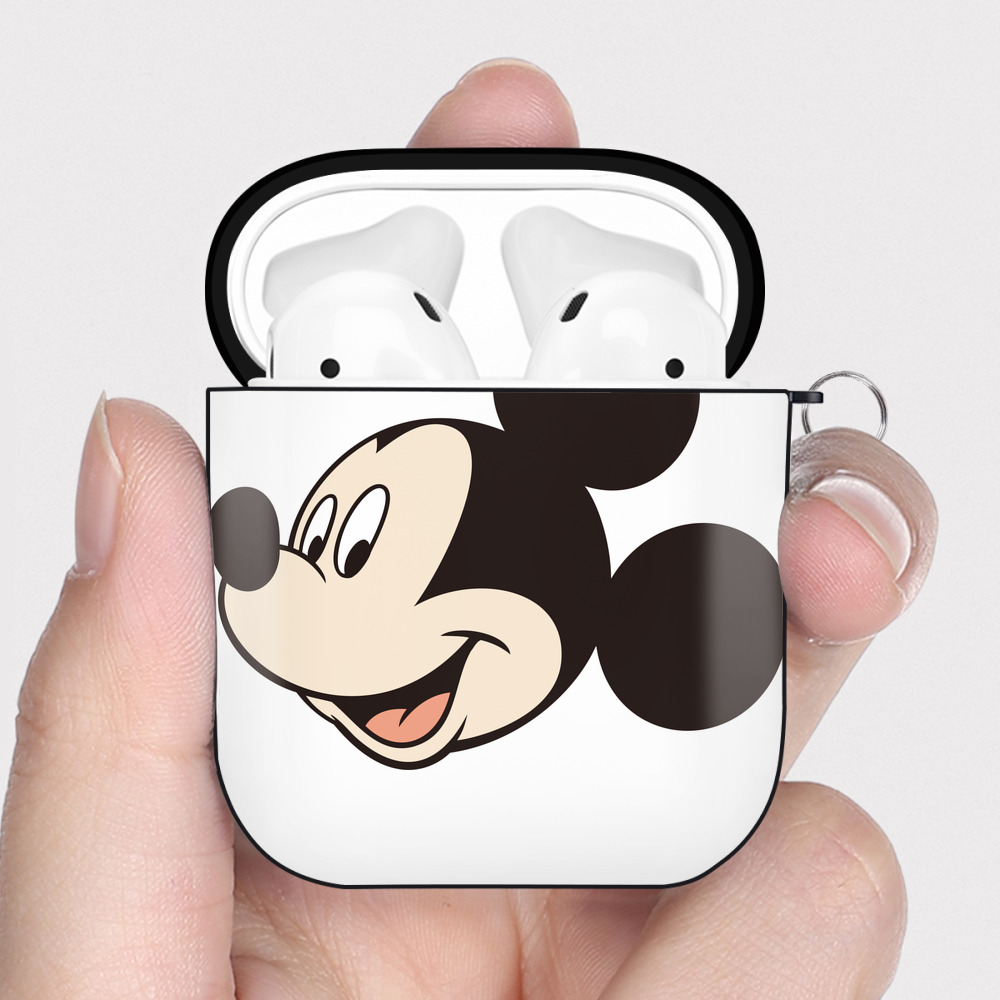（画像用） ミッキーマウス Mickey Mouse AirPods 第2世代保護ケース ハードシェル ブラック 耐衝撃・防指紋・カラビナ付き
