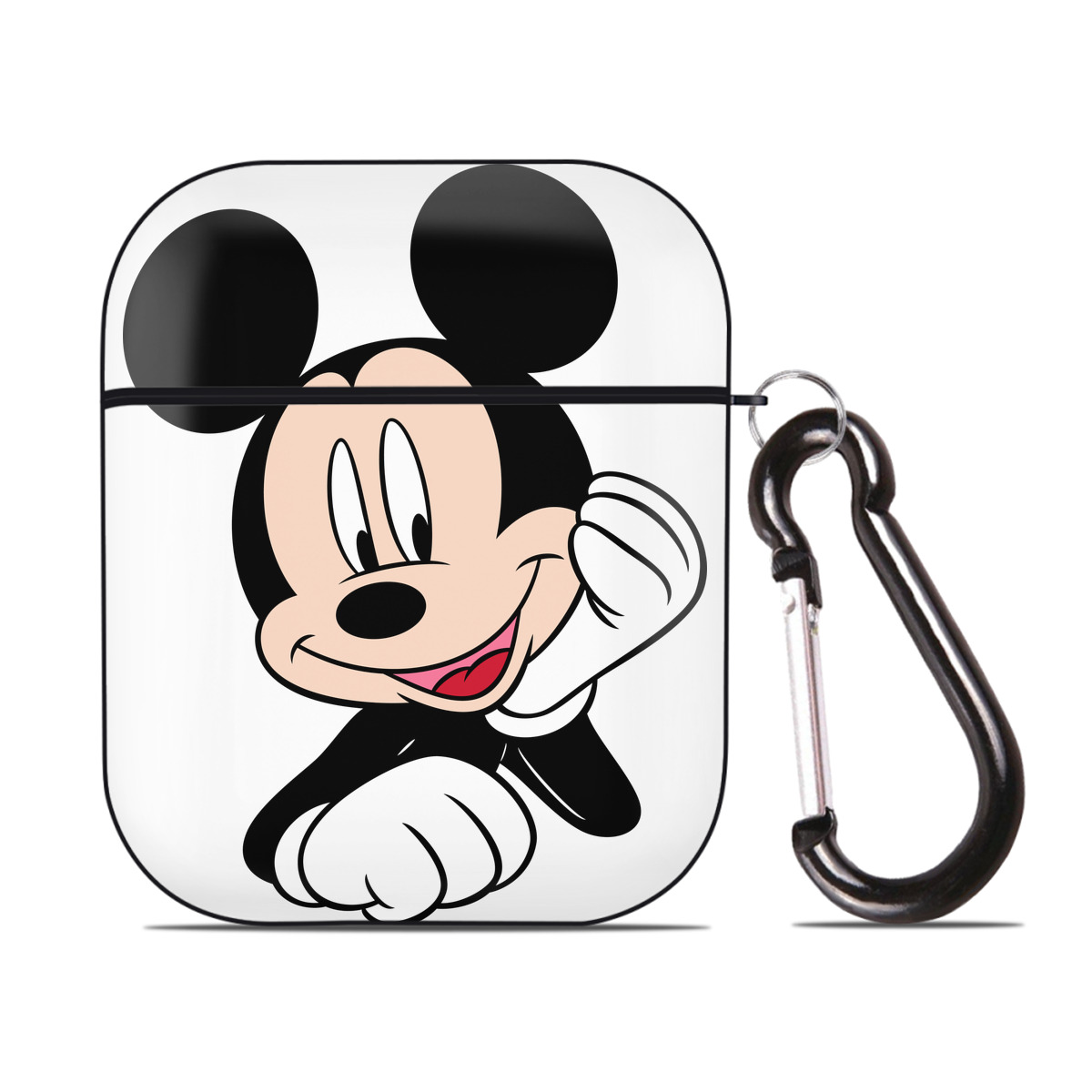 （画像用） ミッキーマウス Mickey Mouse AirPods 第2世代保護ケース ハードシェル ブラック 耐衝撃・防指紋・カラビナ付き