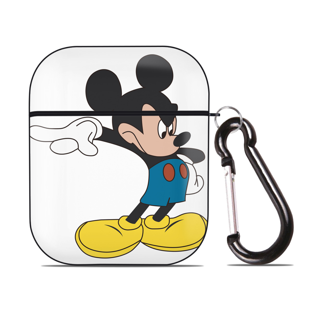 （画像用） ミッキーマウス Mickey Mouse AirPods 第2世代保護ケース ハードシェル ブラック 耐衝撃・防指紋・カラビナ付き