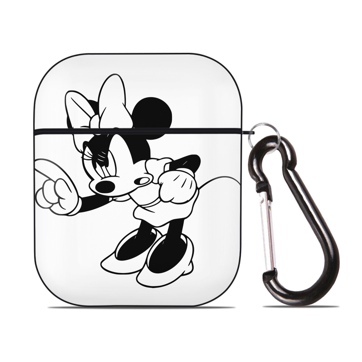 （画像用） ミッキーマウス Mickey Mouse AirPods 第2世代保護ケース ハードシェル ブラック 耐衝撃・防指紋・カラビナ付き