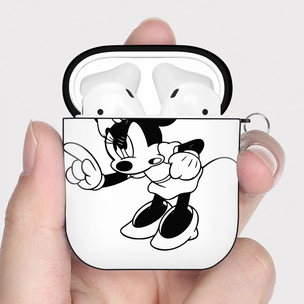 （画像用） ミッキーマウス Mickey Mouse AirPods 第2世代保護ケース ハードシェル ブラック 耐衝撃・防指紋・カラビナ付き