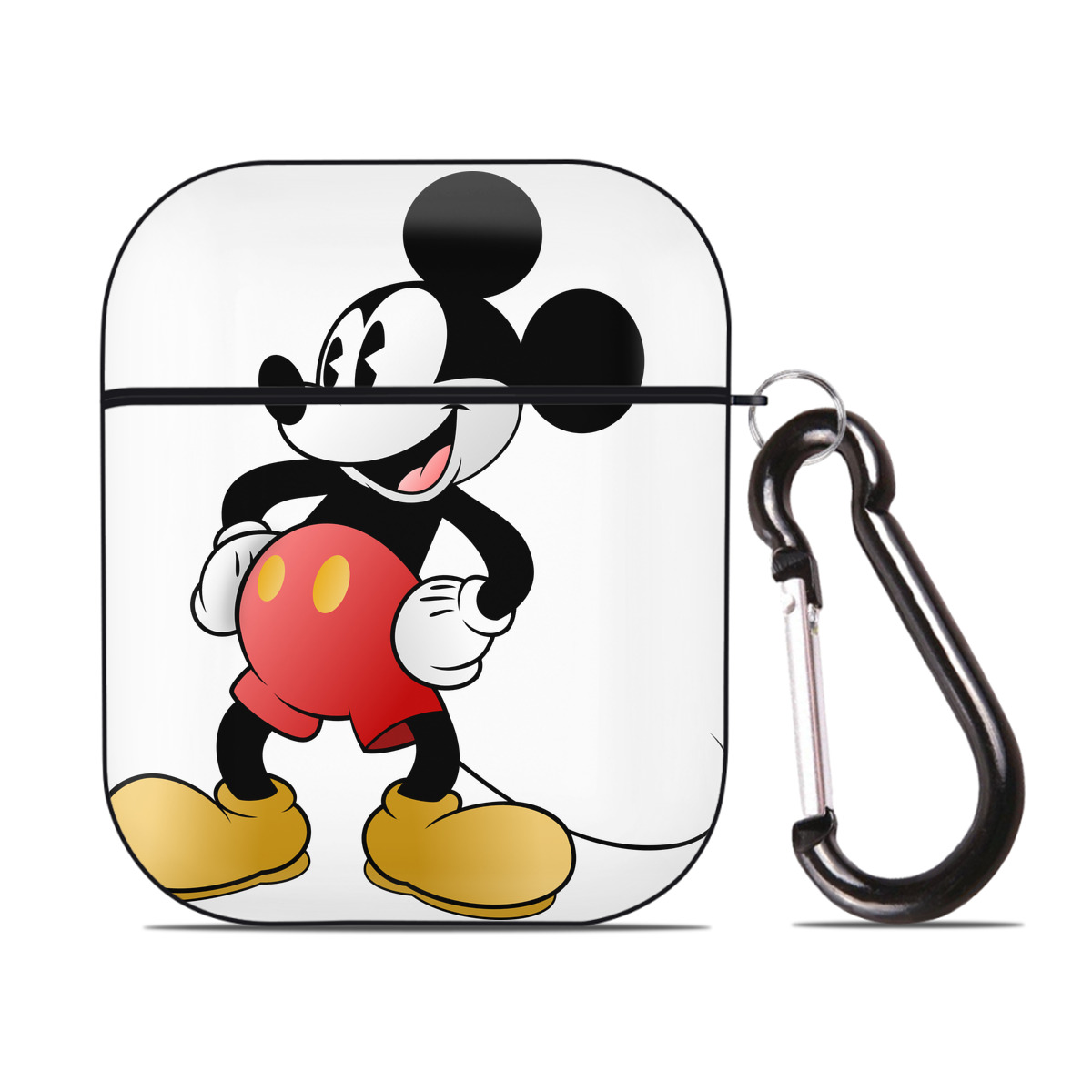 （画像用） ミッキーマウス Mickey Mouse AirPods 第2世代保護ケース ハードシェル ブラック 耐衝撃・防指紋・カラビナ付き