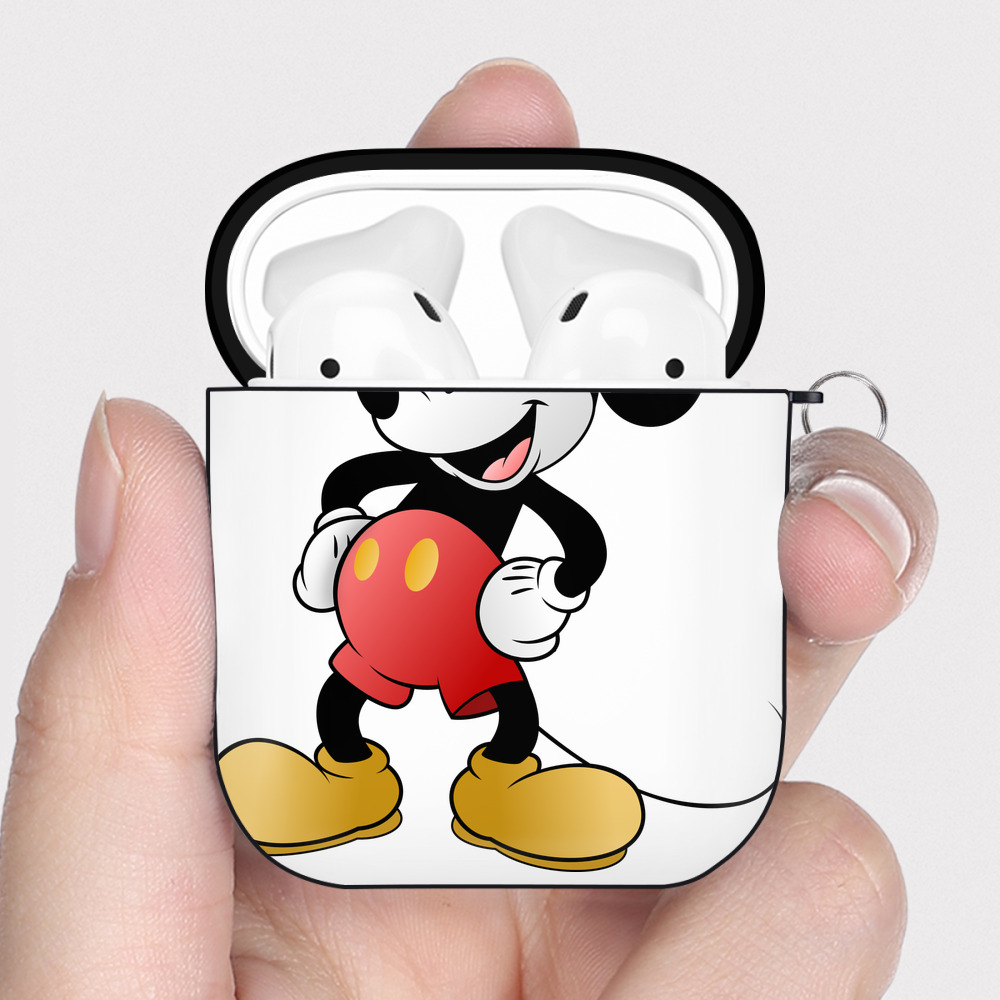 （画像用） ミッキーマウス Mickey Mouse AirPods 第2世代保護ケース ハードシェル ブラック 耐衝撃・防指紋・カラビナ付き