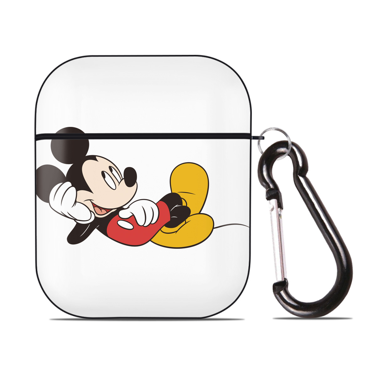 （画像用） ミッキーマウス Mickey Mouse AirPods 第2世代保護ケース ハードシェル ブラック 耐衝撃・防指紋・カラビナ付き