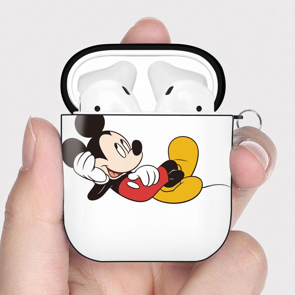 ミッキーマウス Mickey Mouse AirPods 第2世代保護ケース ハードシェル ブラック 耐衝撃・防指紋・カラビナ付き